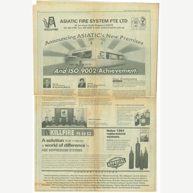 Asiatic Fire System newspaper feature